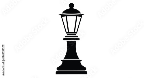 A black silhouette of a vintage street lamp isolated on a clean white background high quality