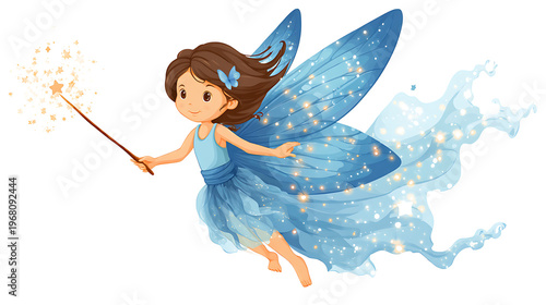 fairy with wings on white background