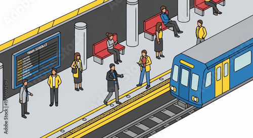 People waiting for a train on a subway platform.