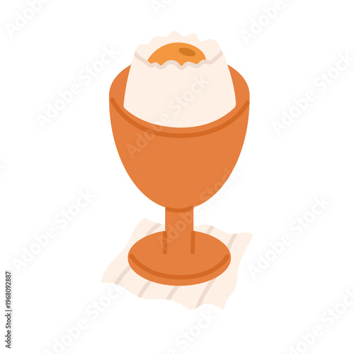 Boiled chicken egg in cup