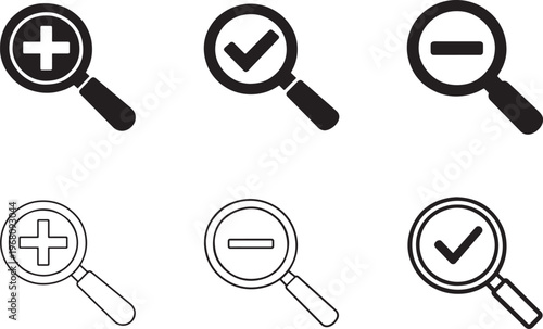 Zoom in out icon with magnifying glass symbol isolated on white background vector style.