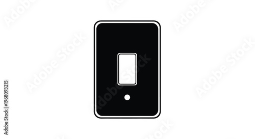 A black light switch plate is shown against a white background featuring a toggle switch