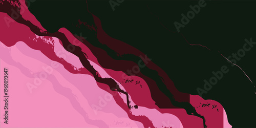 Abstract Pink and Dark Green Wavy Pattern Background.