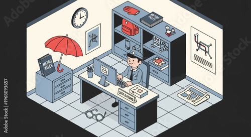 Man working diligently at his office desk.