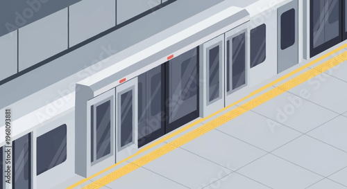 Modern Train Doors at Station Platform.