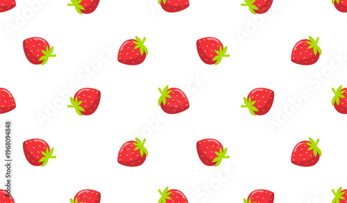 Summer seamless pattern with strawberry cute cartoon