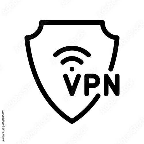 Secure VPN Connection Shield Line Graphic
