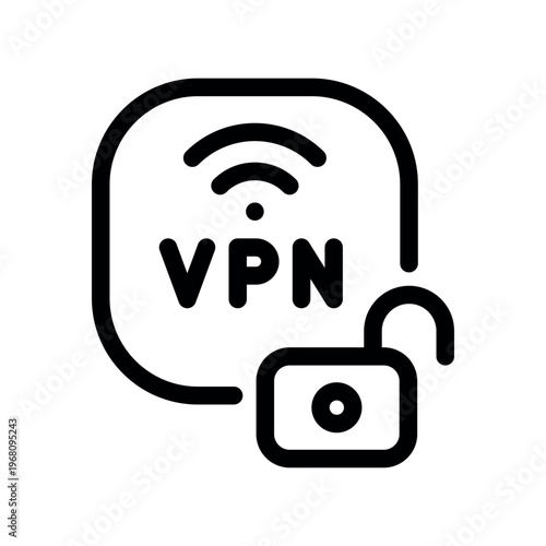 Unlocked VPN Access Security Outline Icon
