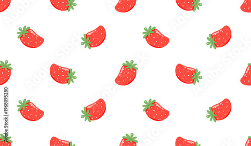 Summer seamless pattern with strawberry cute cartoon