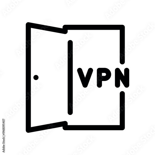 VPN Secure Gateway Open Door Outline Symbol