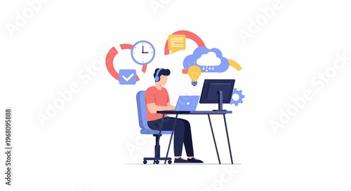 Businessman working on laptop computer 4.