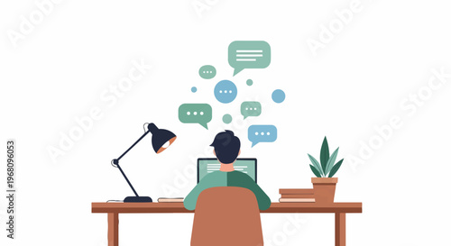 Man sitting at desk with computer 4.