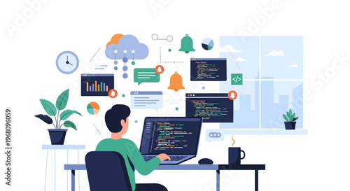 Man sitting at desk with computer 2.