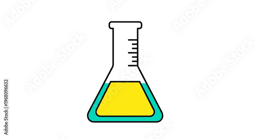 Illustrated chemical flask with colorful liquid ready for scientific laboratory experimentation