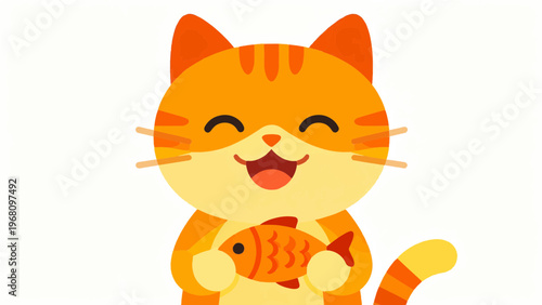 Cute orange cartoon fox and kitty characters are fun vector illustrations of baby animals with fluffy fur and long tails designed in a whimsical art style