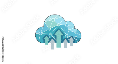 Conceptual representation of cloud computing technology and data transfer illustration