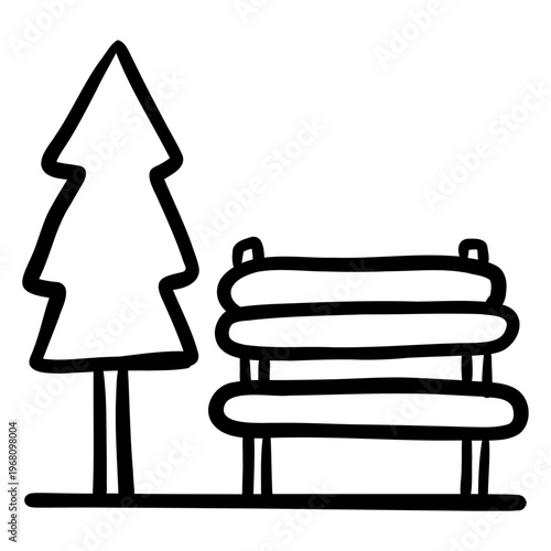 Park bench icon representing outdoor environment and relaxation