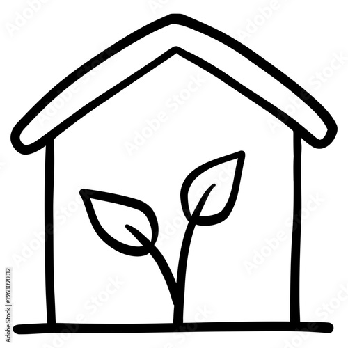 Eco house with plant symbolizing sustainable living.