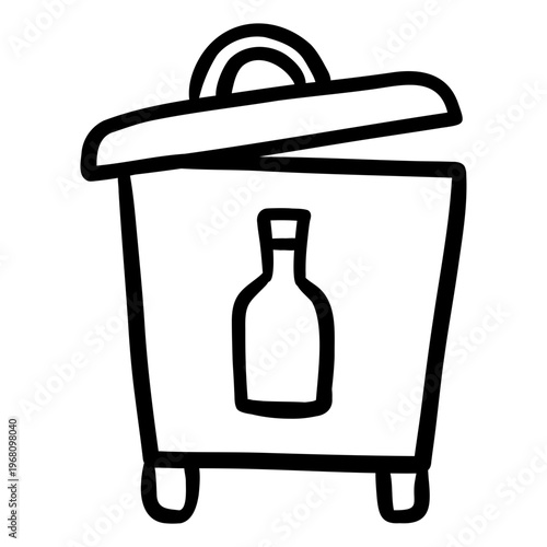 Plastic recycling bin icon representing waste sorting and reuse