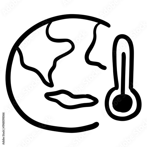 Earth with temperature symbol representing climate change impact