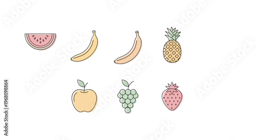 Illustrated fruits set against a white backdrop for a visual healthy food concept