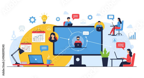 People Working on Computers Remotely Together.