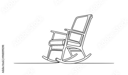 Continuous line rocking chair icon minimalist black outline furniture vector
