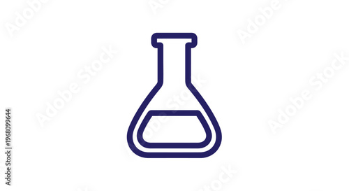 Illustration of a laboratory flask with a blue outline against a white background