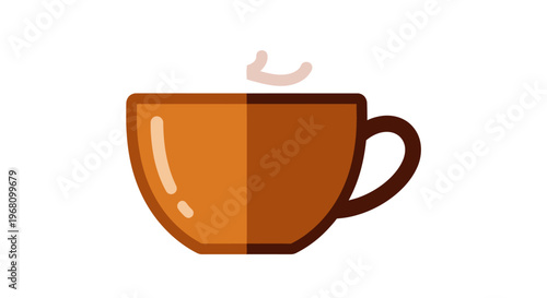 Illustration of a steaming brown beverage cup, perfect for coffee or tea enjoyment