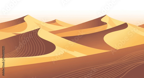 Abstract illustration of sand dunes under a hazy sky capturing the desert landscape