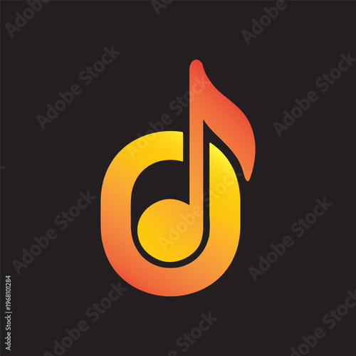 new zero sign and music sign simple logo or icon design template