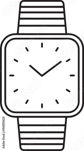 A black and white drawing of a wristwatch Vector