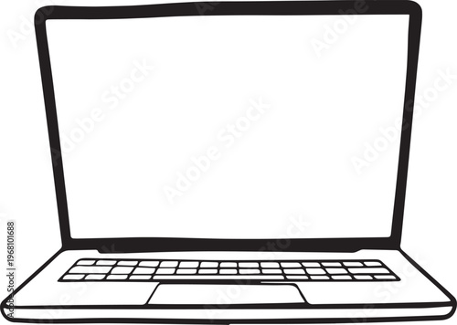 A simple line drawing of a laptop computer Vector