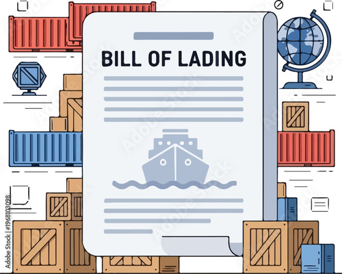 Shipping Document Bill of Lading for Cargo Transport and Logistics