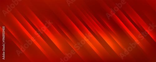 Striking abstract composition featuring red geometric shapes on black backdrop with gradient lines, modern tech-inspired patterns, and futuristic design elements.