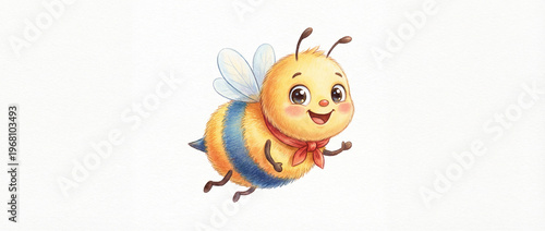 Cute bee character with cheerful expression, suitable for children, education, and creative design.