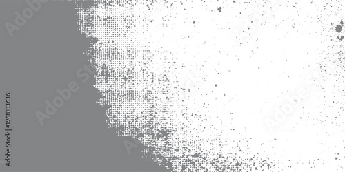 Abstract black and white grunge background with a dirty frozen texture featuring water drops and ice splashes for an old winter nature design