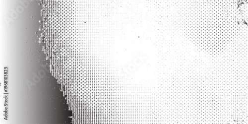 Seamless grunge paper texture and black and white halftone pattern background featuring a light gray dot design on a distressed material backdrop for artistic vector illustration wallpaper