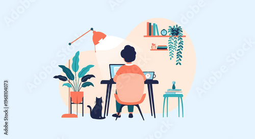 Woman sitting on chair at desk.