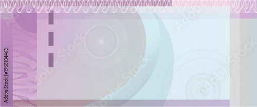 Blank bank check, checkbook, background, cheque template, money payment paper voucher, vector, mockup. Business or personal account, cash, pay cheque certificate, paycheck background