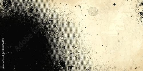 Vintage aged paper with a dirty grunge background texture and a brown paint effect on a rough antique wall surface