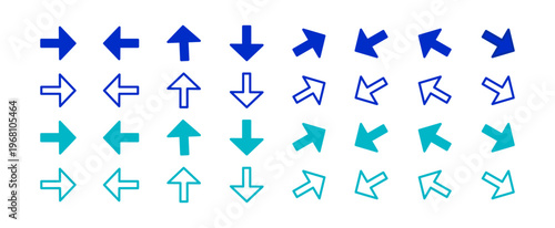 Simple arrow icon set with directions navigation vector collection
