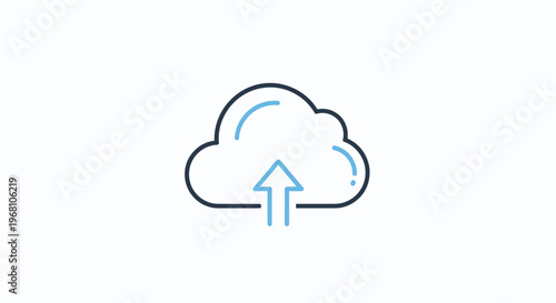 Icon depicting cloud storage upload process against a clean white backdrop for digital use