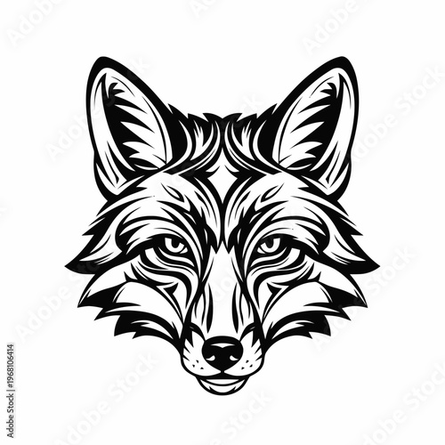 A detailed illustration of a wolf's face showcasing its fur, eyes, whiskers, ears, and nose.