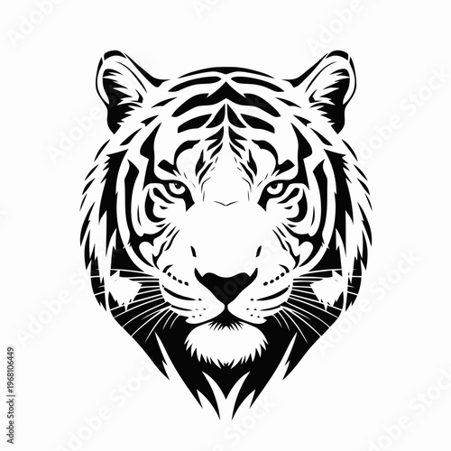 Detailed illustration of a tiger's face showcasing whiskers and intense gaze