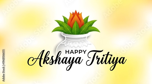 Happy Akshaya Tritiya Typographic Greeting Design Template Vector Illustration
