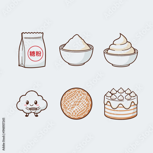 Professional cleaning set with pink detergent bottle blue spray and yellow sponge featuring cute character mascot