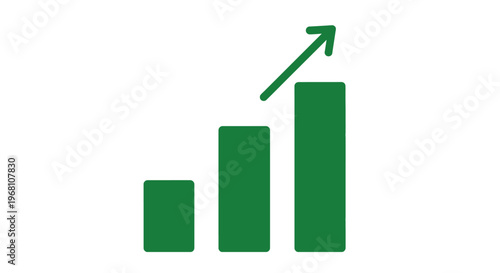 Green upward trend graph representing growth and achievement in business and finance