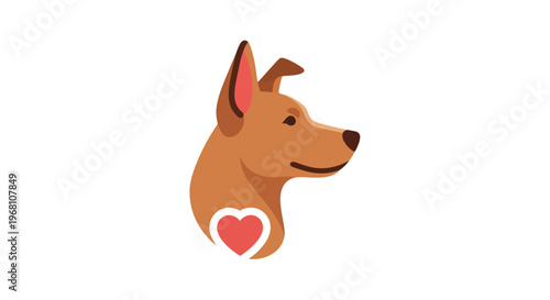 Heartfelt Canine Illustration Depicting Loyalty and Affection on White Background