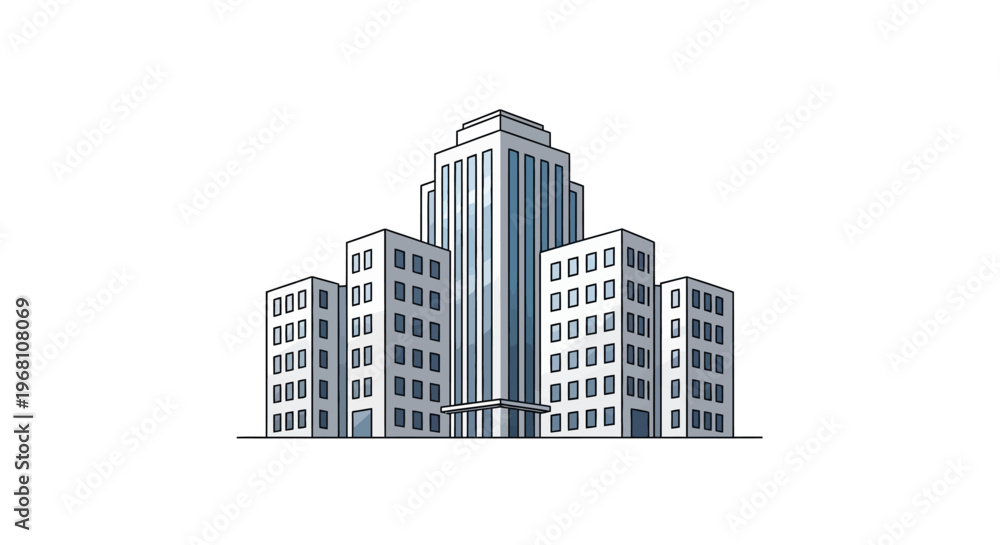 Fototapeta premium Illustration of a modern urban cityscape, showcasing architectural structures in a city layout